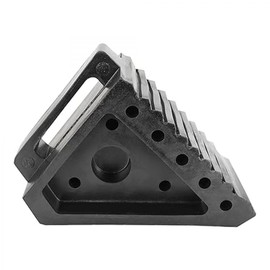 BLUBIRD Extreme Max BBRWC08 Rubber Wheel Chock with Handle and Eyebolt – Heavy Duty 100% Rubber Tire Stopper for RV Trailer Truck Car, Nonslip Wide Base, UV Oil Salt Acid Resistant, All Weather Use