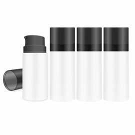 MYOC White Airless Bottle Set with Black Pump| 4 Bottles | 15ml | Leak-Proof & Precise Dispensing | Ideal for DIY Beauty & Skincare