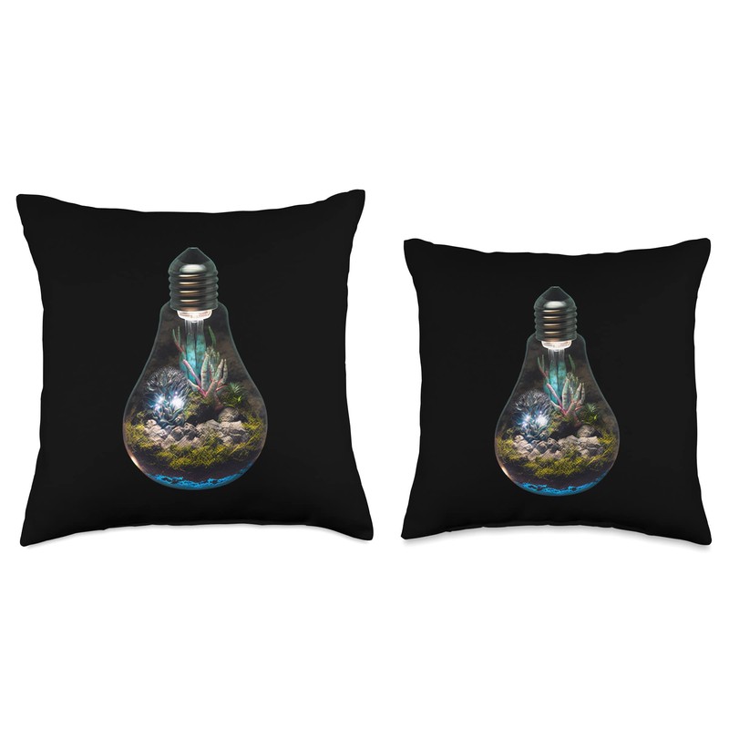Light Bulb Terrarium For An Environmentalist Throw Pillow