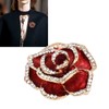 Women's Flower Brooch Pin, Burgundy Rhinestone Petal Brooch, Alloy Wedding