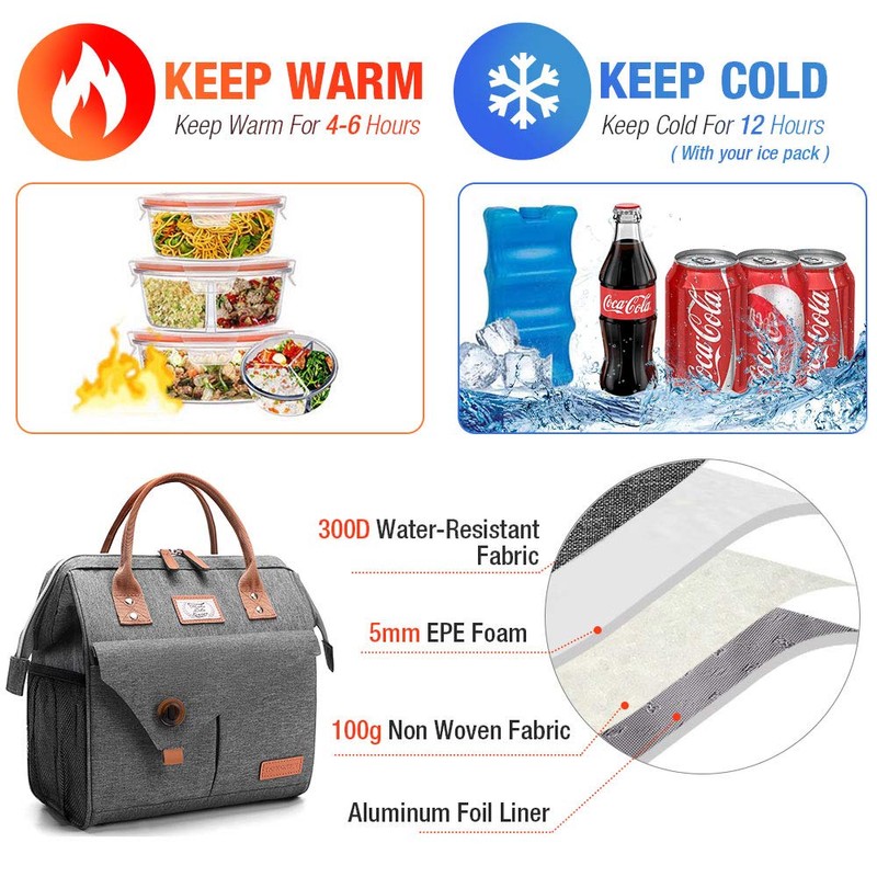 Lekesky Lunch Bag Women Insulated Lunch Box for Adults Work,