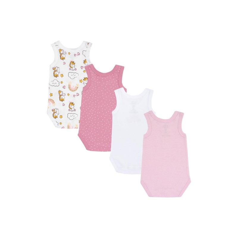 Chicco Unisex Baby Set Sleeveless Cotton Bodysuits (Pack of 4),