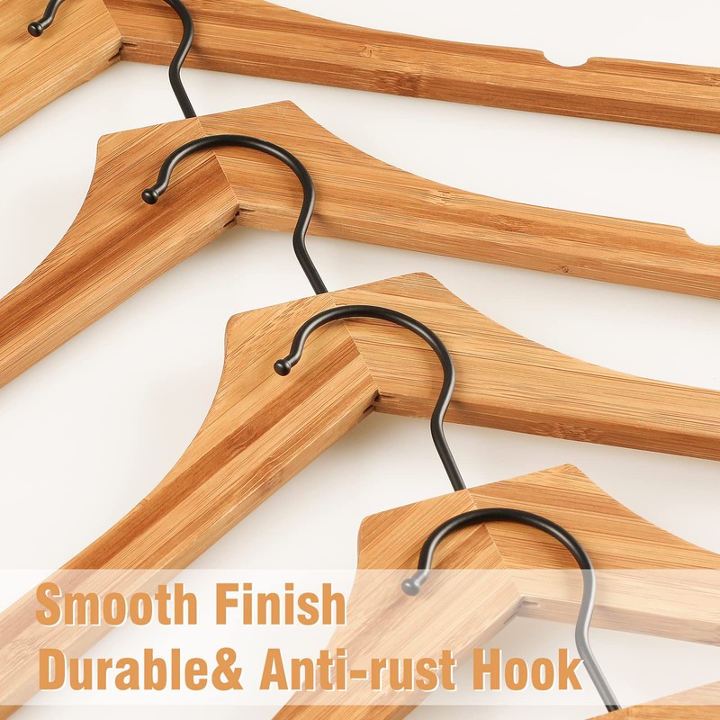 TOPIA HANGER Rubber Wood Hangers, Wooden Clothes Hangers with Rotatable