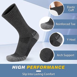 COOPLUS Mens Cushion Crew Socks Athletic Running Moisture Wicking Work Socks Performance Breathable Socks for Men (6 Pairs)