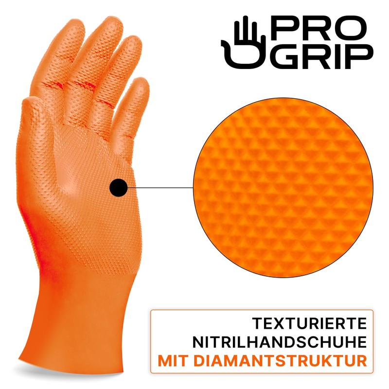 Progrip Disposable Gloves, Black, Extra Strong, Nitrile Gloves, L, 2