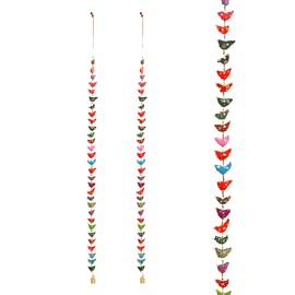 Aditri Creation Set of 2 Indian Door Hanging 30 Fabric Birds Tota String with Bell Festival Decoration for Home Wall Temple Bedroom Kids Room Home Décor New Year Gifting(Size :- 48" Approx)