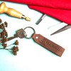 Anchor Point Leather Keyring with Etched German Text “Traummann”, Gifts