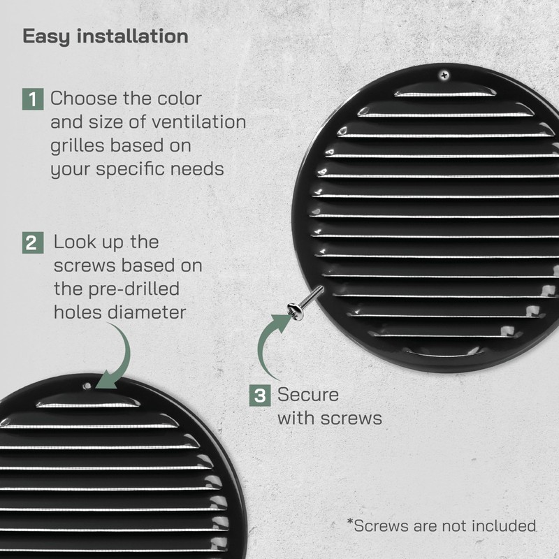 Vent Systems 8" Inch Black Round Soffit Vent Cover -