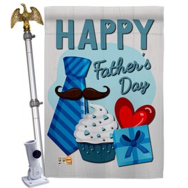 Happy Fathers Day House Flag Eagle Set Family Father Dad Daddy Papa Grandpa Best Parent Sibling Relatives Grandparent Small Decorative Gift Yard Banner Made In USA 28 X 40