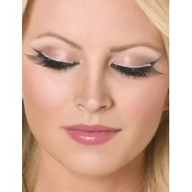 Smiffys Fever 30279 Women's False Eyelashes with Glitter, with Glue, One Size, Black and Silver