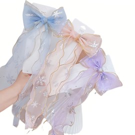YUWENW Hair Accessories, Ribbon, Set of 3, Bowknot Headdress, Hair Clip, Girls, Ribbon, Fashion, Hair Clip, Princess, Stylish, Won't Damage Your Hair for Kids, Women, Cute, Cosplay, Birthdays, Parties