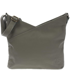 LECONI LE0065 Women's Shoulder Bag Natural Soft Leather Handbag 32 x 29 x 3 cm, Olive (grained), M