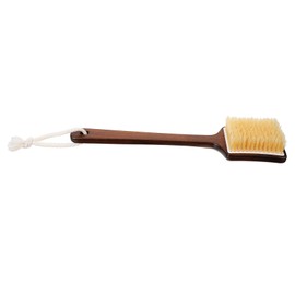 HONMEET Bath Brush Wooden Handle Exfoliating Pig Bristle Scrubber for Back Dry Brushing Body Brush for Shower Gentle Skin Cleaning and Massaging Tool Dual-use Wet and Dry