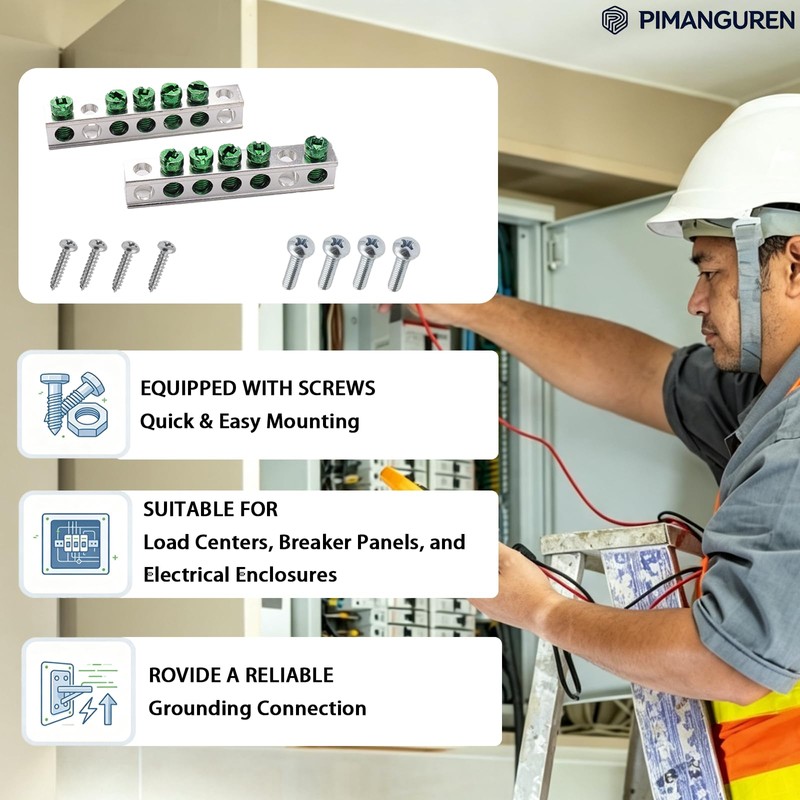 5 Terminal Ground Bar Kit for Eaton Electrical Panel 2