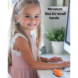 Wireless Mouse Mini Small Silent Cute Pocket Portable Compact Travel USB Tiny Optical Mice 3 Buttons 1000 DPI Cordless Mouse for PC Laptop Computer MacBook Kids Girl Boy Women Small Hands Gift(Orange)