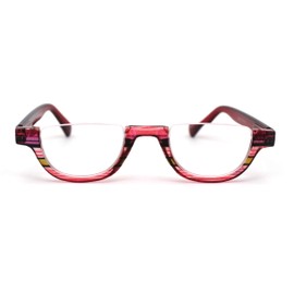 SA106 Womens Plastic Upside Down Spring Hinge Crop Top Reading Glasses Red +1.75