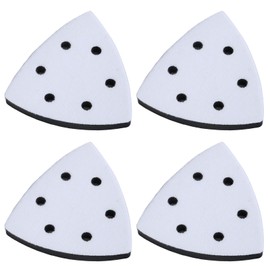 4PCS Soft Interface Pad Triangle Sanding Pad 3.67Inch, 6 Holes Hook and Loop Sponge Cushion Pad for Sanding Machines Impact-Resistant Noise Reduction Set