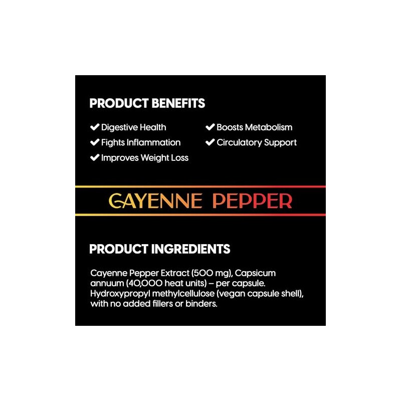 Cayenne Pepper Capsules | 1000mg Per Serving | 120 Vegan