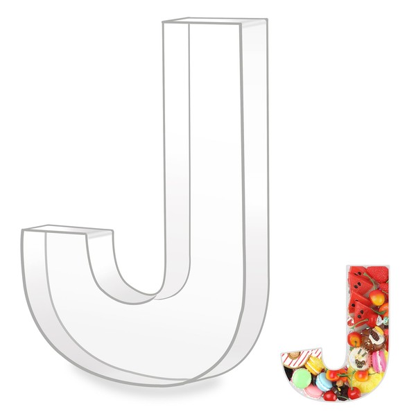 10" J Clear Acrylic Letter Charcuterie Board Box, Reusable Fillable