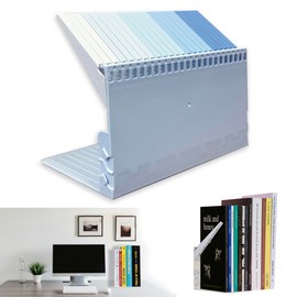 Desk File Sorter Vertical Desktop File Folder Organizer Plastic Book Holder Adjustable Shelf Dividers Closet Mail Binder Organizer Magazine Rack Stand Bookshelf (blue)
