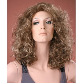 Forever Young UK Ladies Long Bouncy Curls Ash Brown with Blonde Curly Fashion Wig