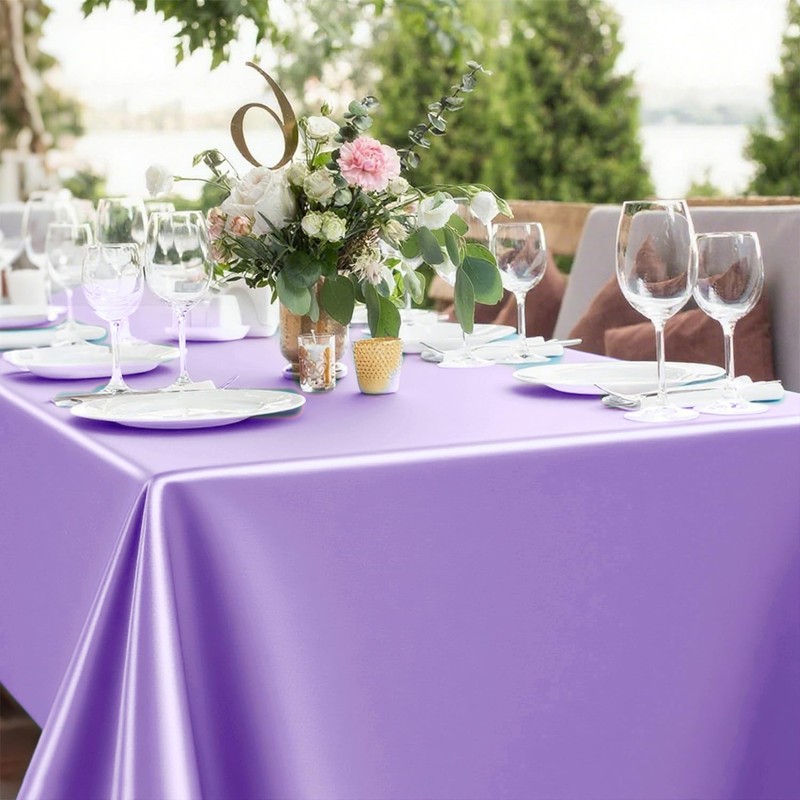 4 Packs Satin Rectangle Tablecloth 58 x 102 Inch, Stain