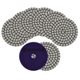 HIGHDRIL Diamond Dry Polishing Discs Pack of 8 - 100 mm Grit #30 Diamond Polishing Pads Diamond Sanding Pad for Granite Marble Artificial Stone Quartz