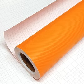 DIYAH 4D Orange Carbon Fiber Vinyl Wrap Sticker with Air Release Bubble Free Anti-Wrinkle (24" x 60" / 2FT x 5FT)