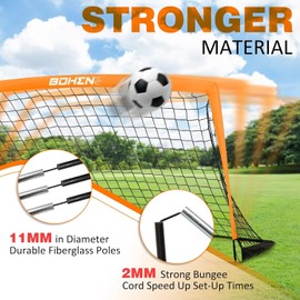 BOHEN 9x5FT Portable Soccer Goal for Kids Backyard with Carry Bag - Easy Folding Lightweight Fun for Outdoor Indoor Training Games for Teen Youth Adult (Orange, 9x5FT, 1 Pack)