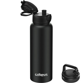 GOPPUS 1200ML/40OZ Stainless Steel Water Bottle 1.2 Litre Metal Vacuum Flask for Travel Double Walled Bottle Leakproof Coffee Flask for Outdoor Large Bottle with Wide Mouth Sport Flask Keep Hot/Cold