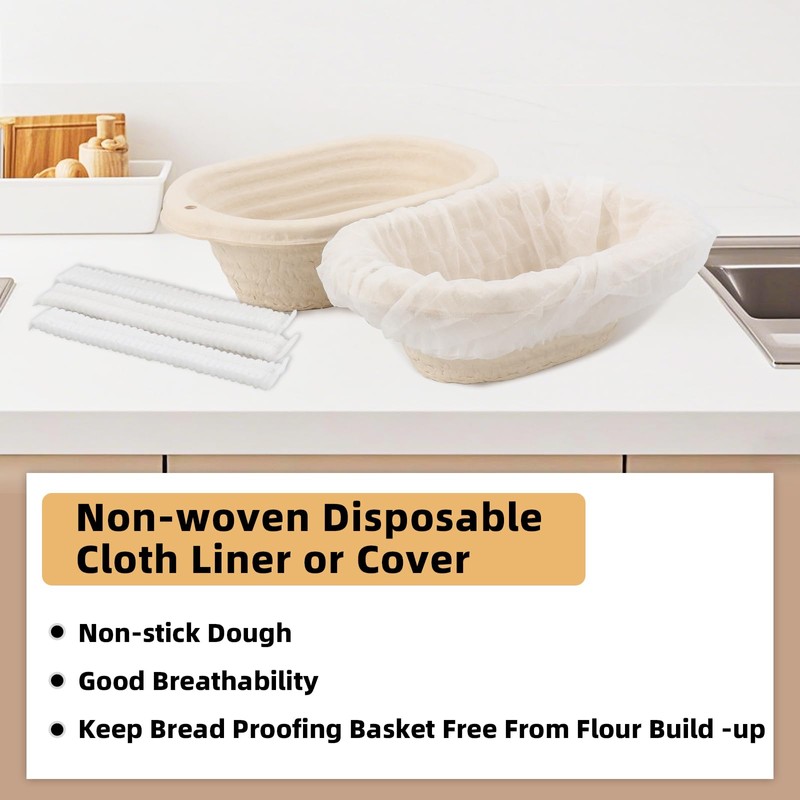 Sourdough Banneton Bortform 21cm/8inch Oval Pulp Bread Proofing Basket Set