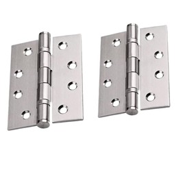 Polished Chrome Ball Bearing Hinges, Heavy Duty Steel Door Hinges for Wooden Doors, Durable Chrome Butt Hinges for Internal and External Use. (4" (102mm) - Pack of 2)