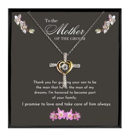 Mother of Groom Gift from Bride (.925) Stirling Silver Cross Necklace, Mother in Law Wedding Gift from Bride, Mother of the Groom Gifts from Bride, Mother of the Groom Jewelry