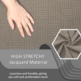 ULTICOR Reclining Loveseat Slipcover, 48" - 65" L, 6-Piece Jacquared Stretch Loveseat Reclining Sofa Covers, 2 seat Loveseat Recliner Cover, Thick, Soft, Washable (Style 4) (Taupe)