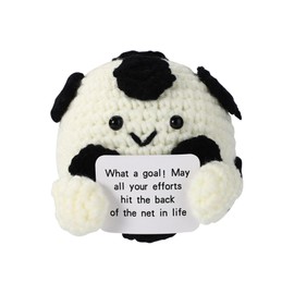 TOYMIS Positive Soccer Crochet, Handmade Knitted Emotional Doll Support Football Potato with Inspirational Card for Friends Coworkers Cheer up Plush Decor for Birthday Graduation