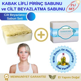 Organicsun 2'li Set Doğal Kabak Lifli Pirinç Sabunu ve Cilt Beyazlatma Sabunu
