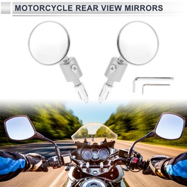 RATCHROLL 1 Set Universal Motorcycle Rear View Mirrors Adjustable Bar End Side Mirrors Mount M6 Silver Tone Aluminum Alloy Round Shape