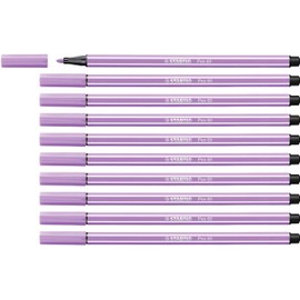 STABILO Pen 68 - Premium Fibre-Tip Pen - Pack of 10 - Light Lilac