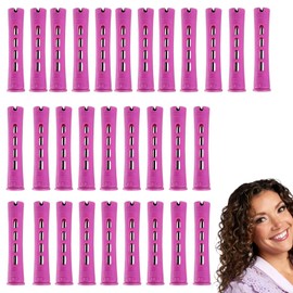 30 Stück Mittelgroße Dauerwellen Wickler,0.75 Zoll Dauerwellen Set Komplett,Lockenwickler Klein,Hair Rollers für Frauen mit elastischen Gummiband für Natürliche Haare Lange Kurze Haare Styling Tool.