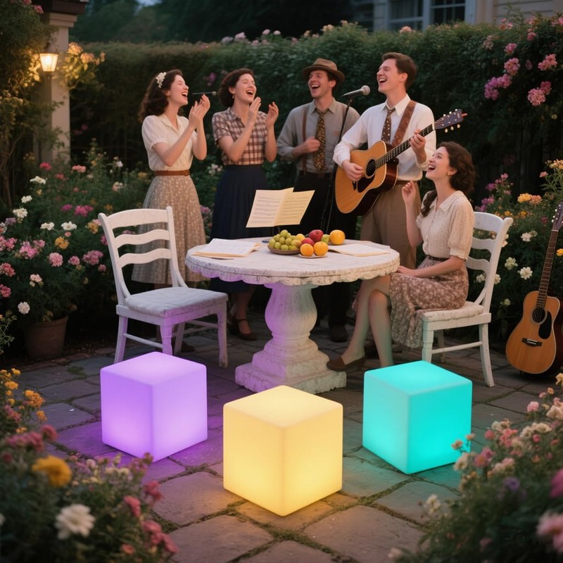 8-in Solar Cube Light Outdoor Waterproof, 16 Colors Illuminate Cube