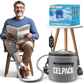 Portable Ice Therapy Machine for Post-Operative Recovery, Sports Injuries, Knee Pain, Sprains, Swelling,Full Knee Brace with Silent Pump, Timer Remote Control Cold Therapy Device Grey