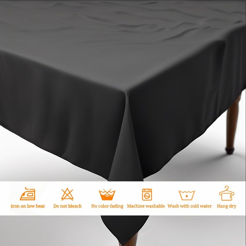 RUISIBO Round Table Cloths 60 Inch Black Tablecloth Party Outdoor