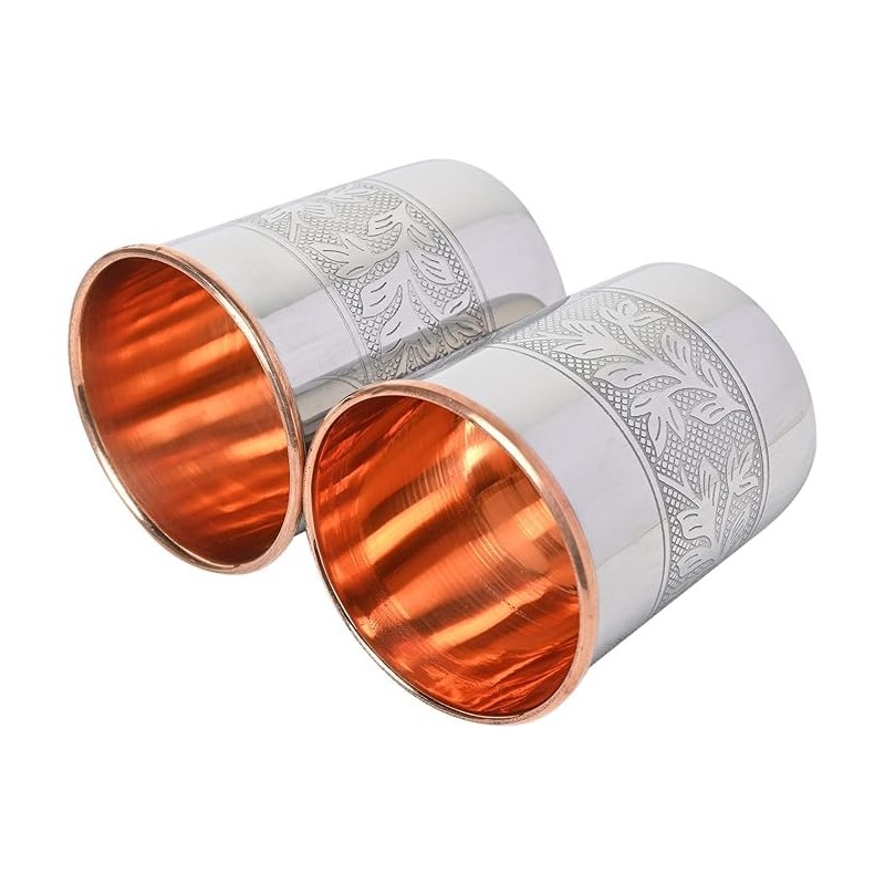 "ANCIENTIMPEX Set of 2 Stainless Steel Pure Copper Outside and