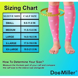 Doc Miller Manga de Compresión Para Pantorrillas (1 par) 20-30 mmHg Medias de Compresión Mangas Para Ejercicio, Recuperación, Dolor, Varices y Calambres en Piernas (Rosa Blanco, Grande)