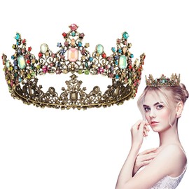 Reina Barroca Corona, Corona Barroca de Boda Corona de Reina con Diamantes de Imitación Boda y Tiaras Reina Barroca Corona Rhinestone Tiaras de Boda Retro Crystal Hair Jewelry Decoración para Mujeres Princesa Nupcial reina Corona de Cristal Tiara de Cump