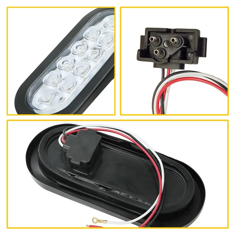 2X 6" 10 LED Oval White Trailer Truck Reverse Backup