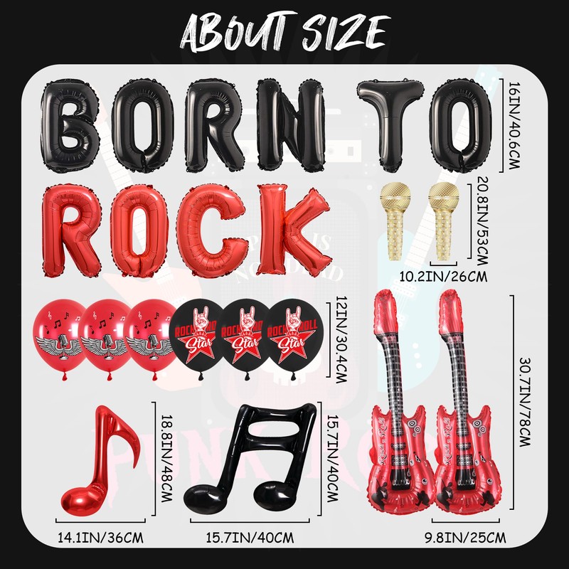 Music Theme Decoration Balloons (Born to Rock)