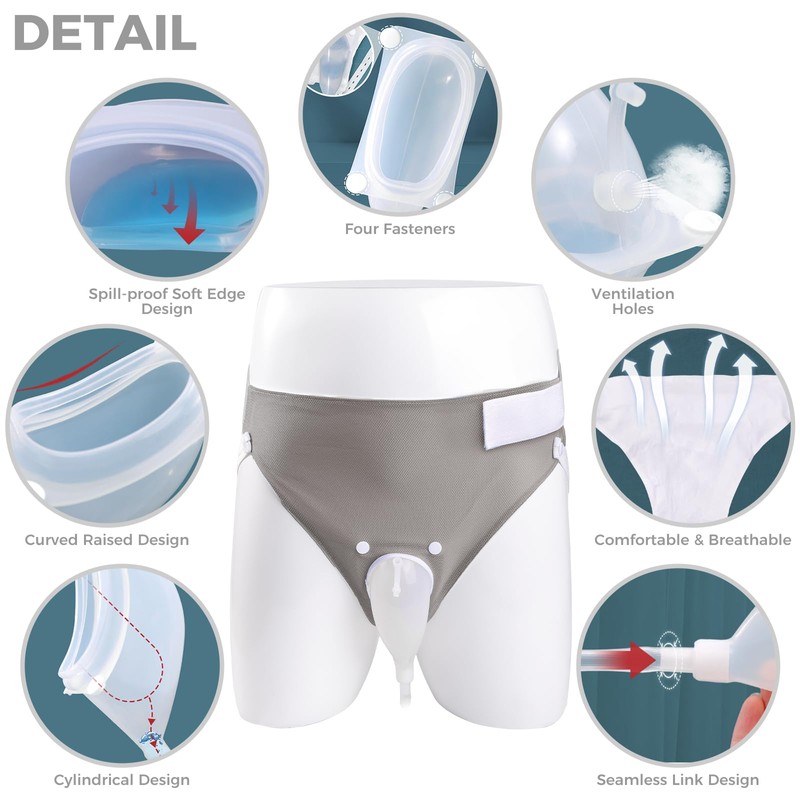 Wearable Urine Collection Bag Condom Catheters for Men, Reusable Portable