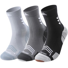 TENYSAF Compression Sport Running Socks: Athletic Socks for Men Women with Cushion,3 Pairs Work Hiking Basketball Ankle Socks