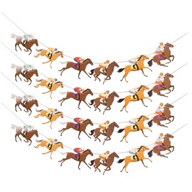 4PCS Horse Racing Banner Farm Themed Horse Race Hanging Streamers Decorations for Birthday Party Wedding Supplies